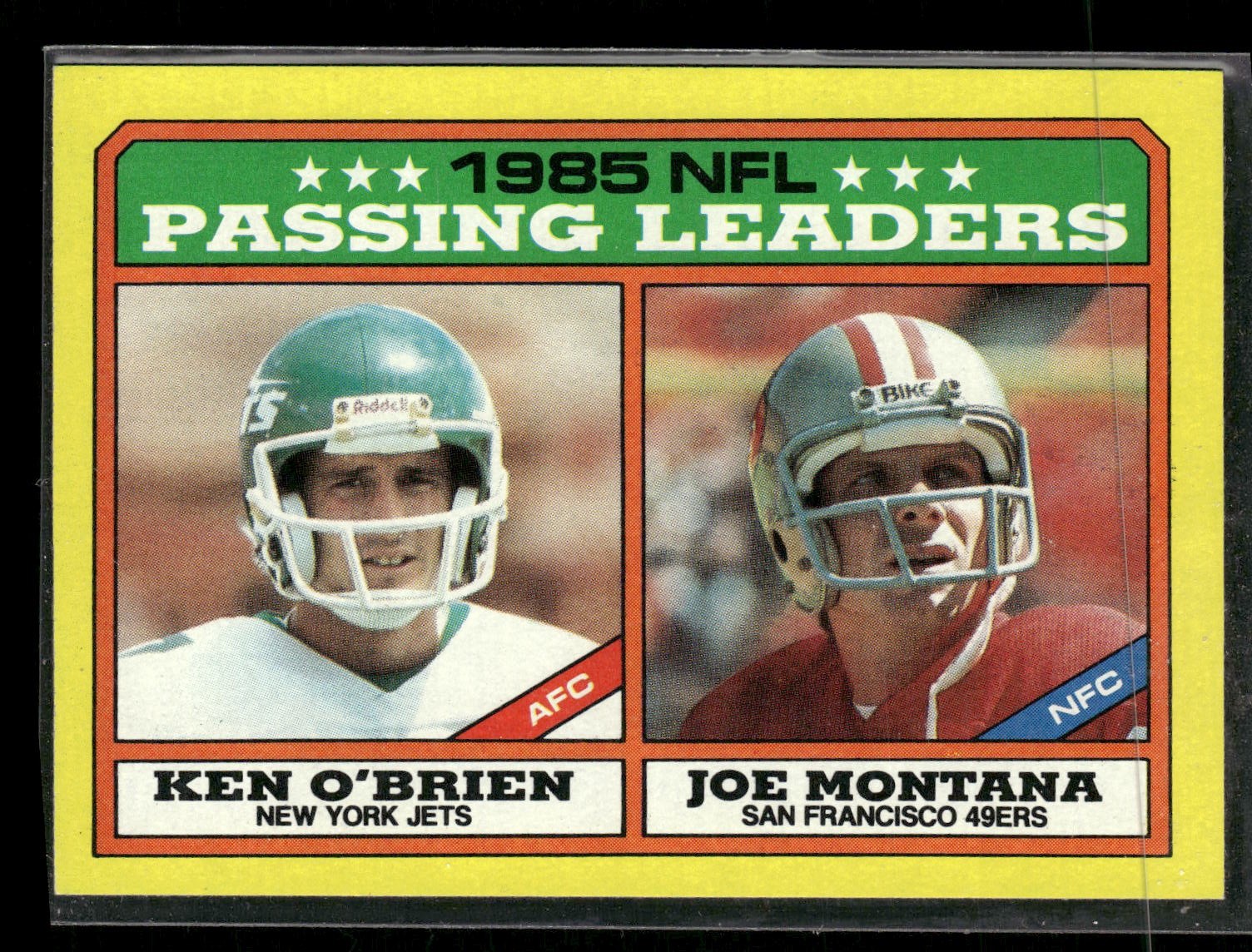 1986 Topps #225b Ken O'Brien / Joe Montana