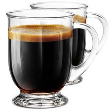 Luxu 24 Oz Glass Coffee Mugs Set Of 2 Large Clear Mugs Handles For Hot And Cold