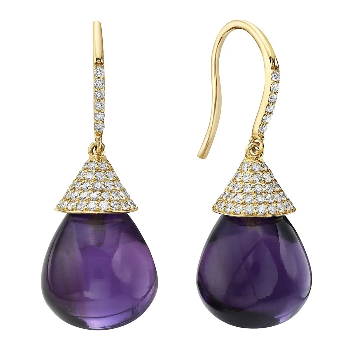 14K Yellow Gold Amethyst & Natural Diamond Earrings 0.42 ct tw G SI1 Women's