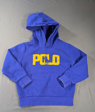 Polo Ralph Lauren Hoodie Boys 5 XS Blue Pullover Big Pony Spellout Sweatshirt