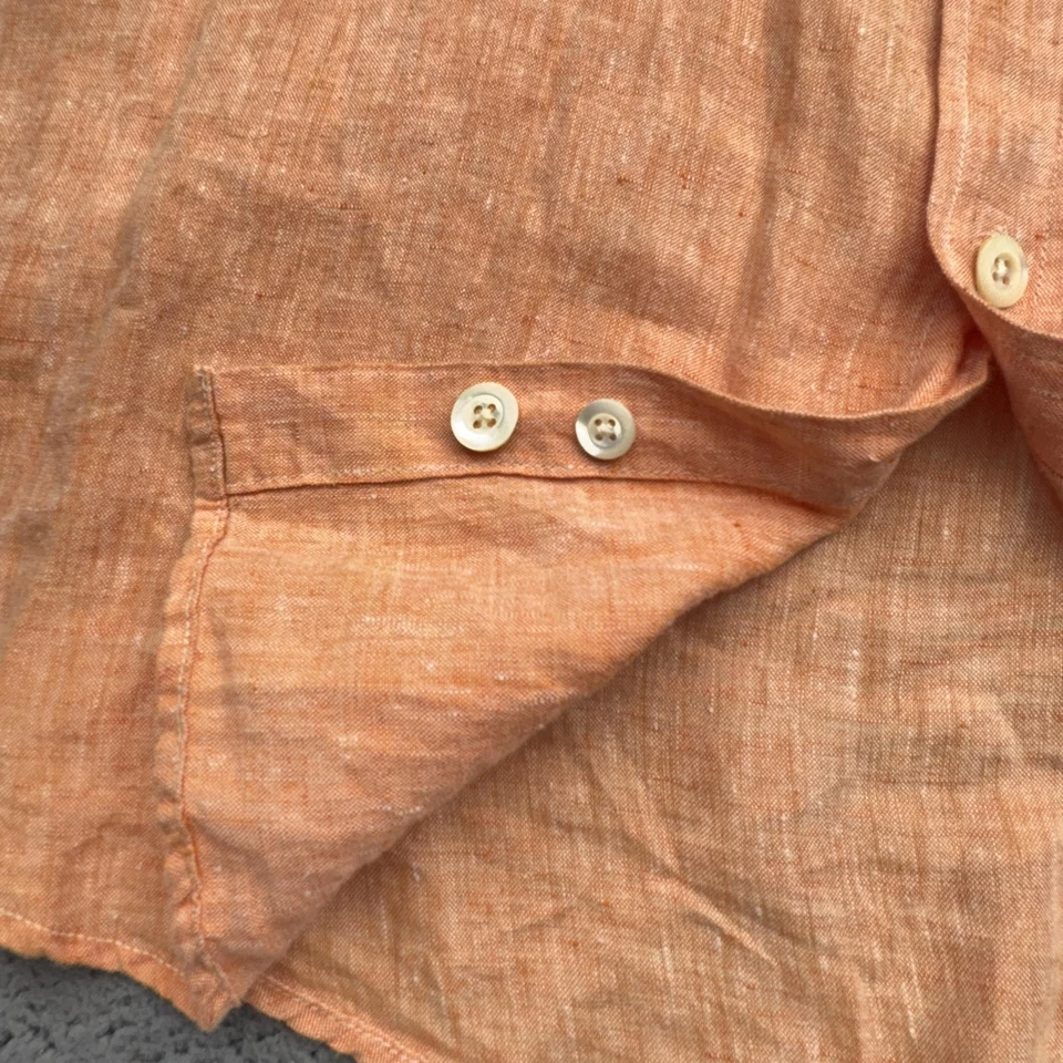 J. Peterman Company Shirt Mens XL Orange Pocket Linen Casual Kentucky Resortwear - Image 2 of 4