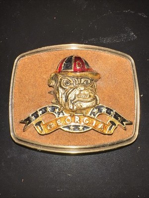Vintage Georgia State Bulldogs Belt Buckle Rare USA 1979 Raintree Brand