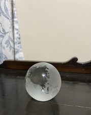 Frosted Clear Glass Paperweight Earth World Globe Atlas 3.25