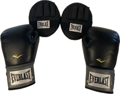 Everlast 16oz Everfresh Pro Boxing Gloves And Hit Pads Exercise Training MMA 