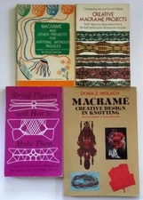 4 Vintage MACRAME Creative Macramé Projects, String Figues, Design in Knotting