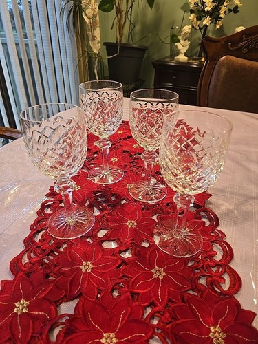 Waterford Ireland Splendido calice acqua cristallo POWERSCOURT 7 5/8" x 3" set di 4