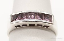 Vintage Purple Amethyst Sterling Silver Ring - Size 8