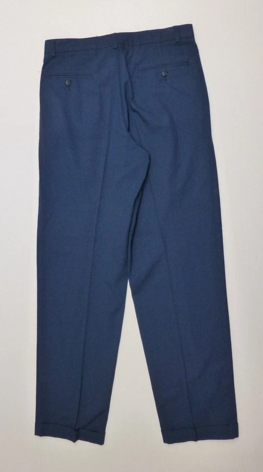 Pantalones Claiborne Para Hombres 31R Azul Negro Plisado Puño Parte Inferior Pata de Gallo Vestido Usado en Excelente Condición Foto 2 de 3