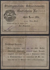 [30097] - EMERGENCY MONEY CUTTING MILL (today: Piła), City, 1 Mark, 12.08.1914. Dießner