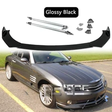 For Chrysler Crossfire 04-08 Gloss Front Bumper Lip Spoiler Splitter +Strut Rods