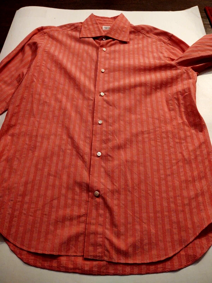 Camisa MAZZARELLI Para Hombre Botón Frontal 100% Algodón Talla 40 15 3/4 35 Cuello Extendido Foto 3 de 4