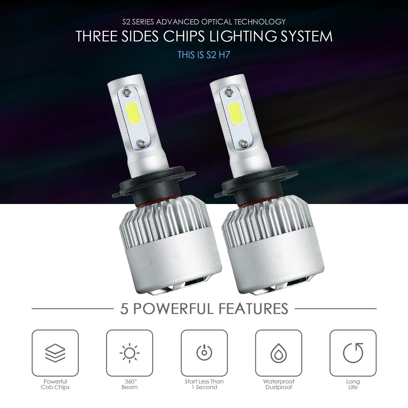 4X H1 H7 Combo LED Headlght Bulbs H/Lo Beam Fog Lght 6000K 200W - Foto 6