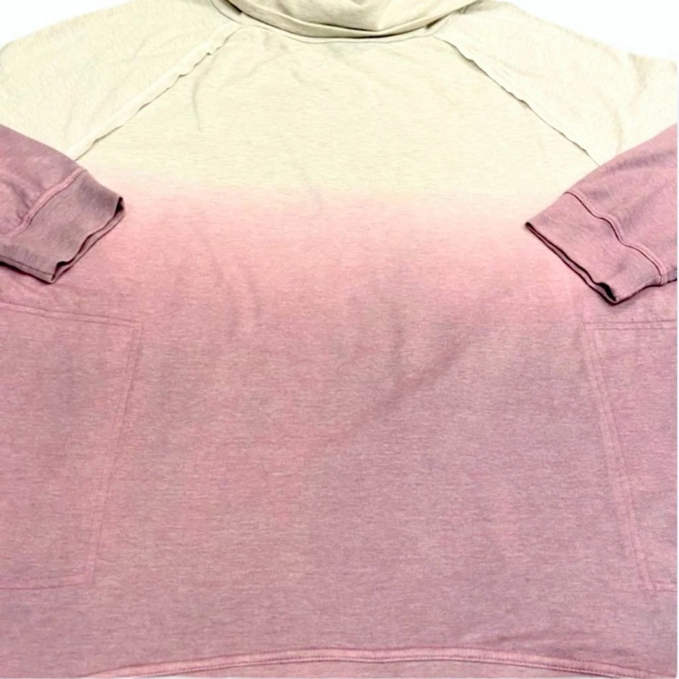 Easel Womens L Tunic Two Tone Cowl Neck Pockets Long Sleeve Ombre Purple Oatmeal - Image 3 of 4