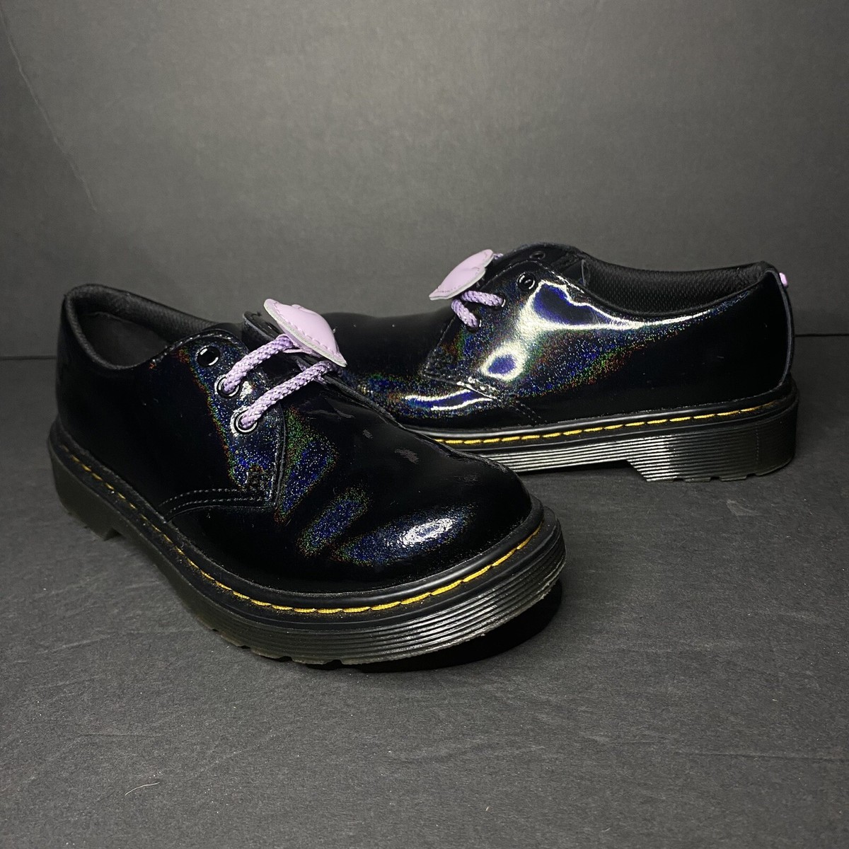 【美品】Dr. Martens 1461 HEARTS BLACK 1461 Hearts Black Smooth + Patent Oxford Shoe – Posers Hollywood