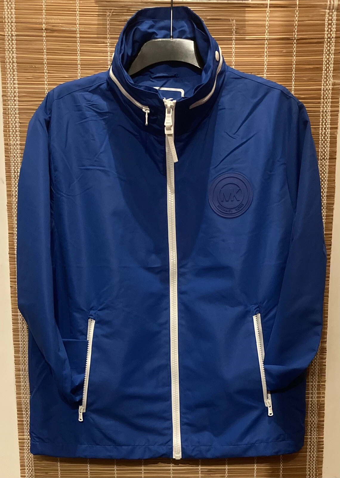 Giacca a vento Michael Kors Stowaway cappuccio traspirante blu M nuova prezzo consigliato £ 185 00