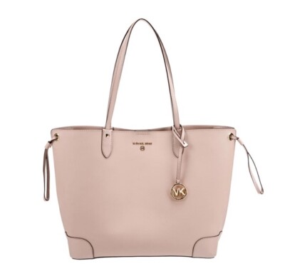 Michael Kors Edith Large Open Leather Tote Bag Soft Pink Detachable Pouch New