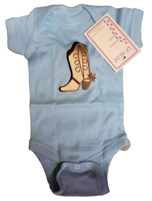 Two Feet Ahead Cowgirl Boot Baby Blue Baby Bodysuit Creeper Newborn New
