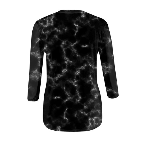 Top donna maniche 3/4 camicie girocollo bluse casual larghe stampa floreale maglietta - Foto 5 di 16