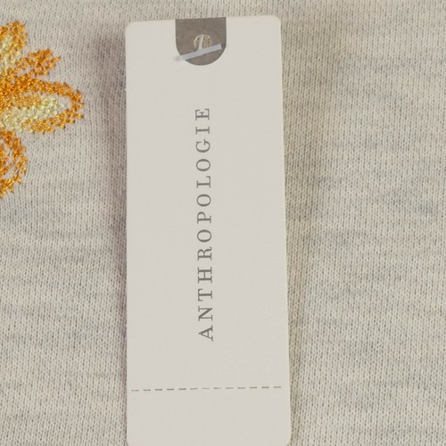 Anthropologie TP Tan Embroidered Floral Fringe Boho Cottagecore Poncho one Size - Picture 6 of 16