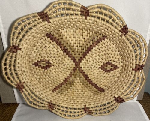 Seagrass Hand Woven Coil Basket Oval Shaped Platter Style Wall Home Decor  - Picture 1 of 6
