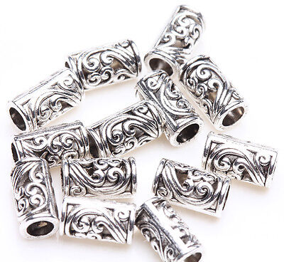 Lots 30Pcs Tibetan Silver Hollow Tube Charm Loose Spacer Beads Finding 8X5mm DIY 
