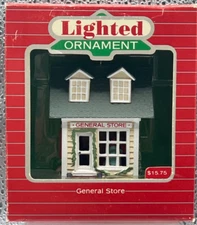 General Store 1986 Hallmark Holiday Magic Lighted Ornament QLX705-3 Vintage