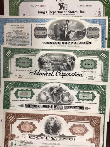 10 Different Stock Certificates Set "B" Free Shipping - Picture 2 of 2