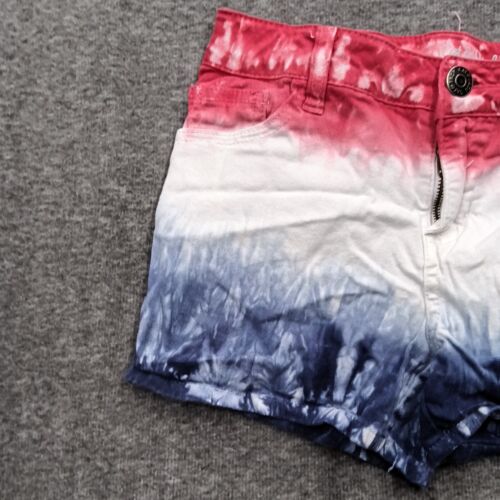 Cat Jack Jean Shorts Girl Large 10 12 Red White Blue Denim Tie Dye Beachy Causal - Picture 3 of 13