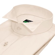 Formal Classic Wedding Fawn Wing Tip Collar Men's Luxury grad 100 Cotton Shirt