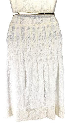 Calvin Klein Women’s Size 8 White Lace Pleated Sleeveless Button Collared Dress - Picture 7 of 10