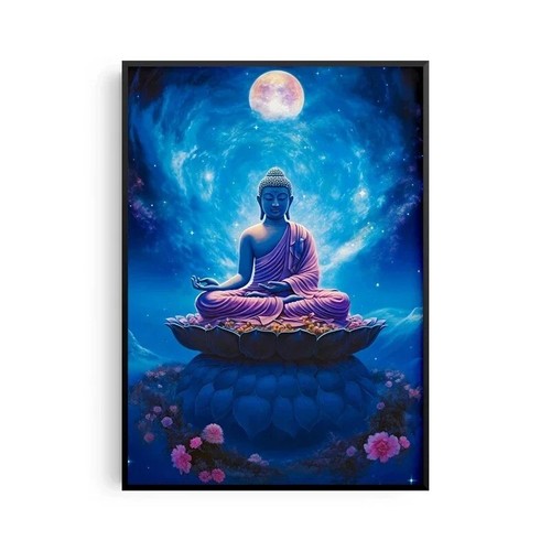 Stone Ancient Buddha Meditation Wall Art | Serene Landscape Canvas Print | Zen H - Picture 7 of 22
