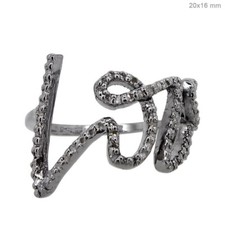 925 Sterling Silver Love Ring Diamond Pave Fine Jewelry Gift For her