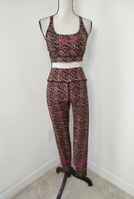 WEAR IT TO HEART CHEETA PRINT High Waist Legging  Bra CROP TOP SET SZ L B14