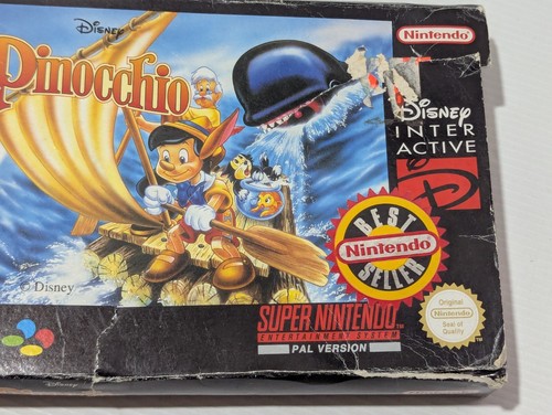 Pinocchio Super Nintendo SNES PAL With Box Manual +Acrylic Case - Picture 2 of 11