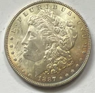 1887 P Morgan Silver Dollar $1, Gem, BU, Color!
