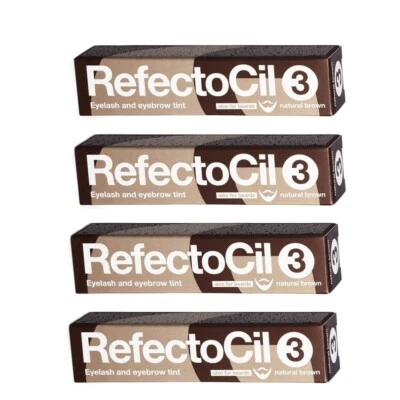 RefectoCil Eyebrow & Eyelash Tint 15ml - NATURAL BROWN No. 3 [ Pack of 4 ]