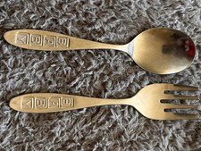 Vintage Baby Fork  Spoon Set Treasured Tot Stainless Steel Child Flatware