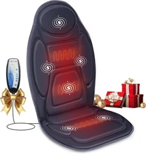 Snailax Vibration Back Massager with Heat, Massage Seat Cushion with 6 Vibrating