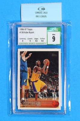 1996-97 TOPPS #138 KOBE BRYANT ROOKIE RC CSG 9 LAKERS HOF CARDS