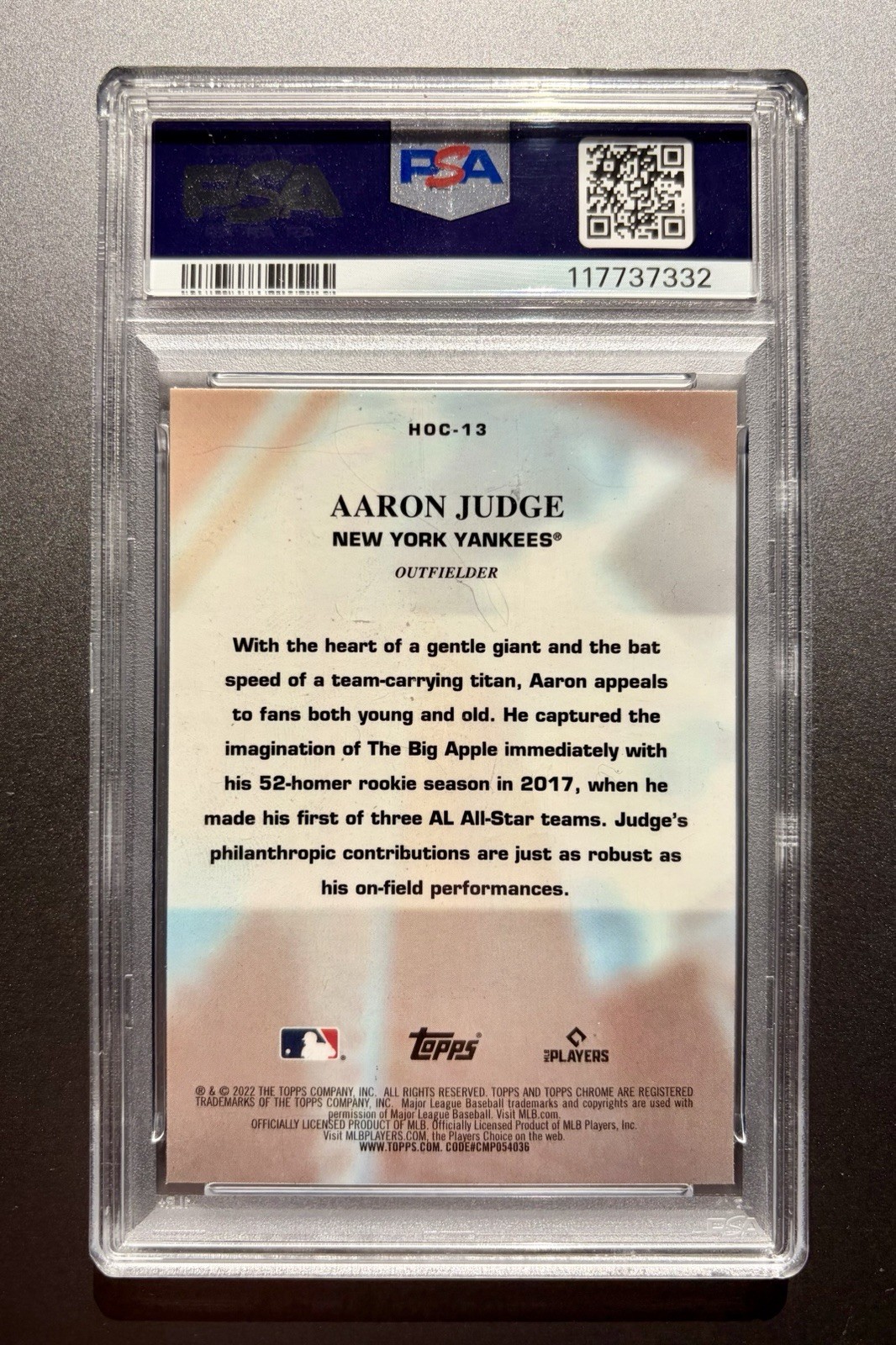 2022 Topps Chrome - Heart of the City Aaron Judge #HOC-13 PSA 10 view 2