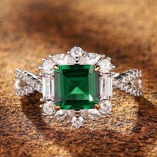 Certified 1.5ct Lab Grown Emerald Diamond Chic Ring, 18K Gold Vermeil, Duty-free
