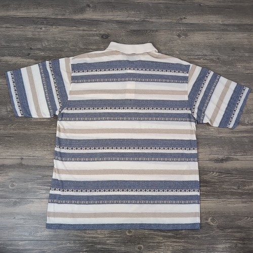 Vintage 1980s Palmland Men’s Striped Polo Shirt XL Blue White Golf Retro Casual - Bild 4 von 10