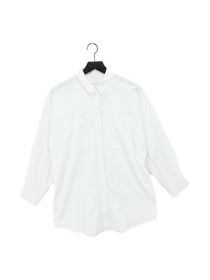 I Am Studio Women's Shirt S White 100% Cotton Long Sleeve Collared Basic