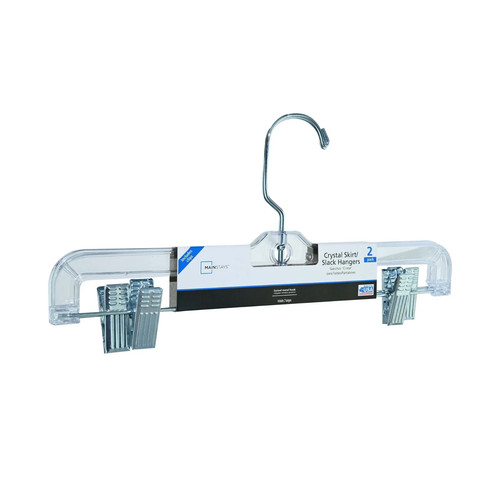 6pk Pant & Skirt Hangers – Crystal Clear Plastic w/ Swivel Neck - Picture 2 of 6