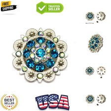Berry Conchos with Screws Metal Flower Rhinestone Conchos 12 Pieces Color4