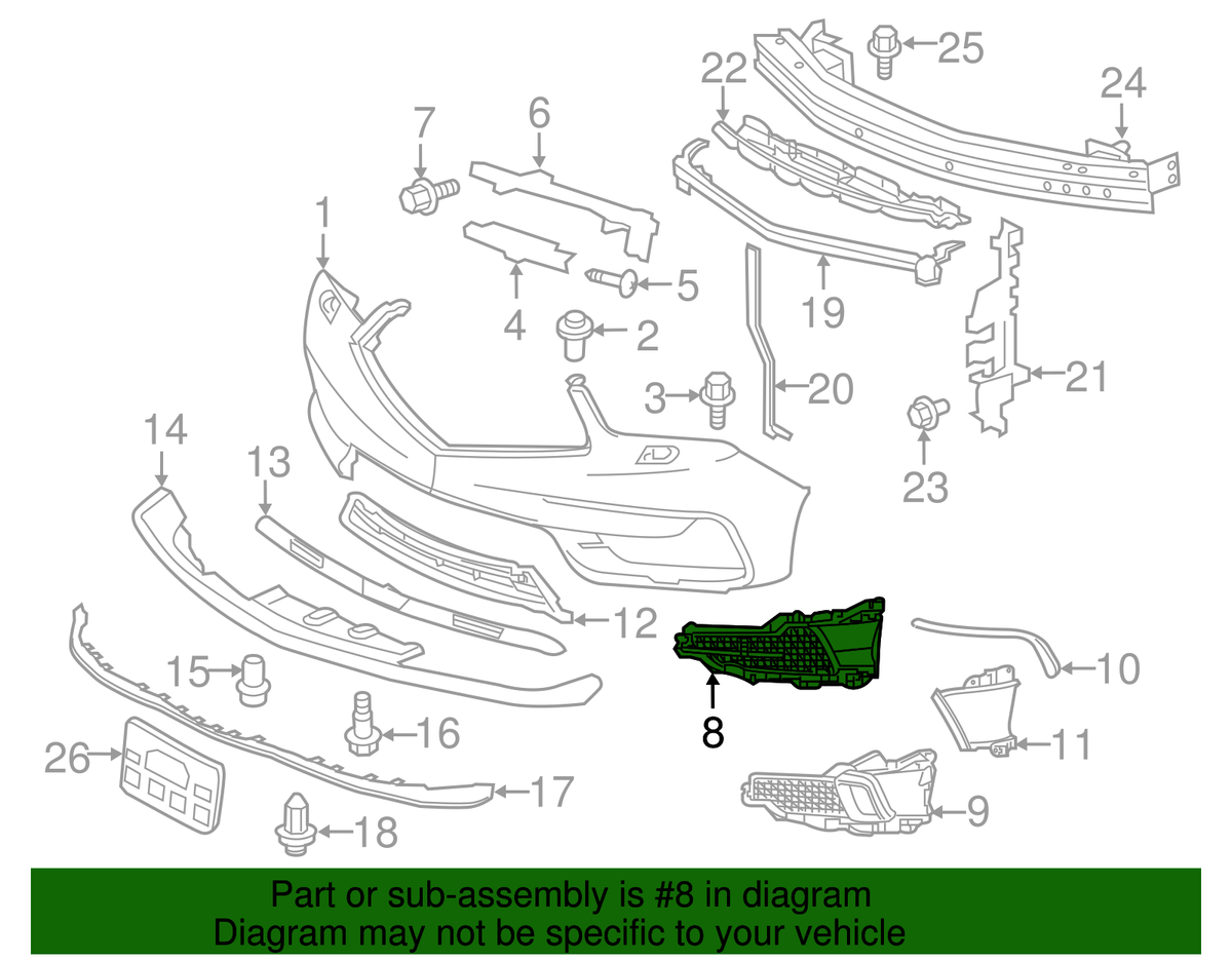 Genuine Acura MDX R. FR. Inner Bumper Garnish 71102-TZ5-A20 | eBay