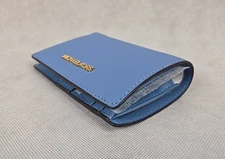 MICHAEL KORS JET SET Medium Saffiano Leather Wallet Bifold French Blue NEW