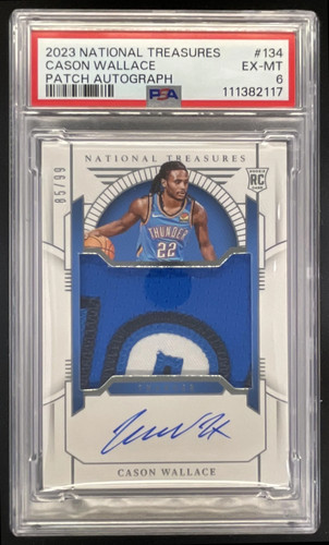 2023-24 National Treasures Rookie Patch #134 Cason Wallace RC Auto /99 PSA 6
