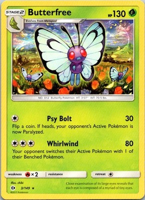 Butterfree Rare SM Base Set #3/149