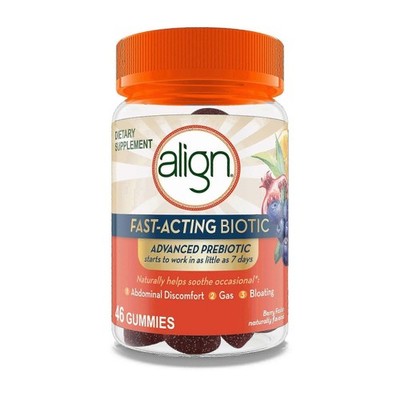 Align Fast-acting Biotic Prebiotic Probiotic Supplement, 46 Gummies- 3 PACK